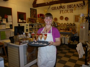 Amy serving Champaign w/ blood oranges